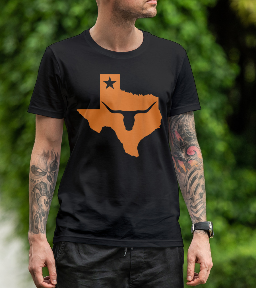 Texas Longhorn Bull Orange State Star T-Shirt