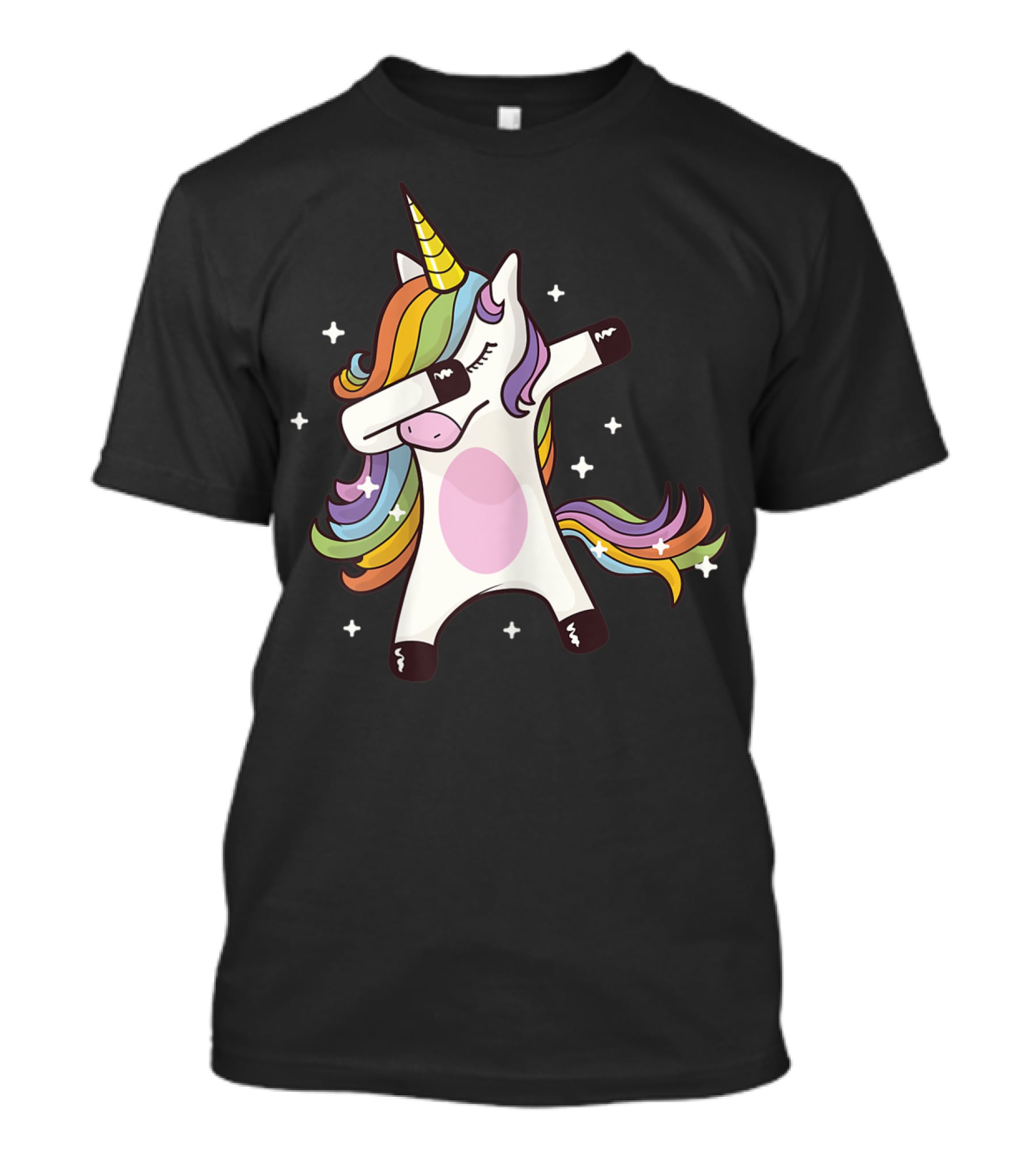 Dabbing Rainbow Unicorn With Stars T-Shirt