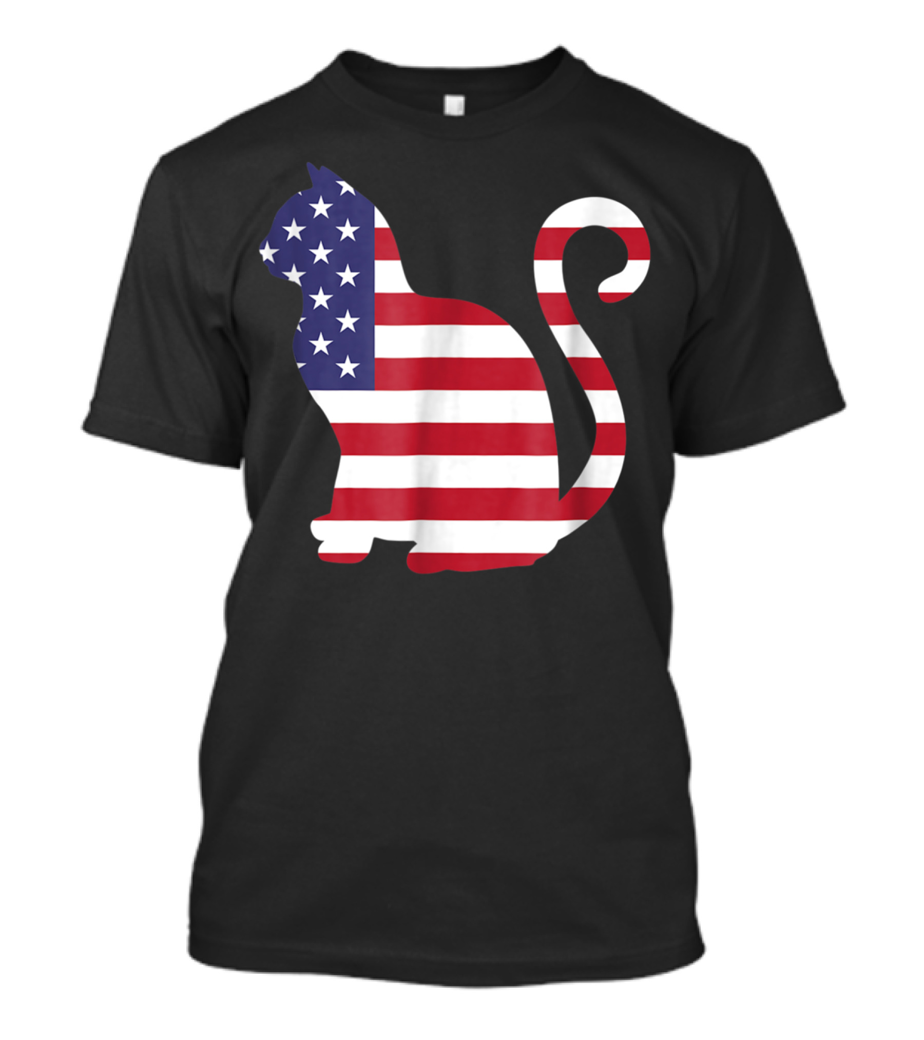 Cat Kitten American Flag Stars And Stripes 4th Of July U T-Shirt
