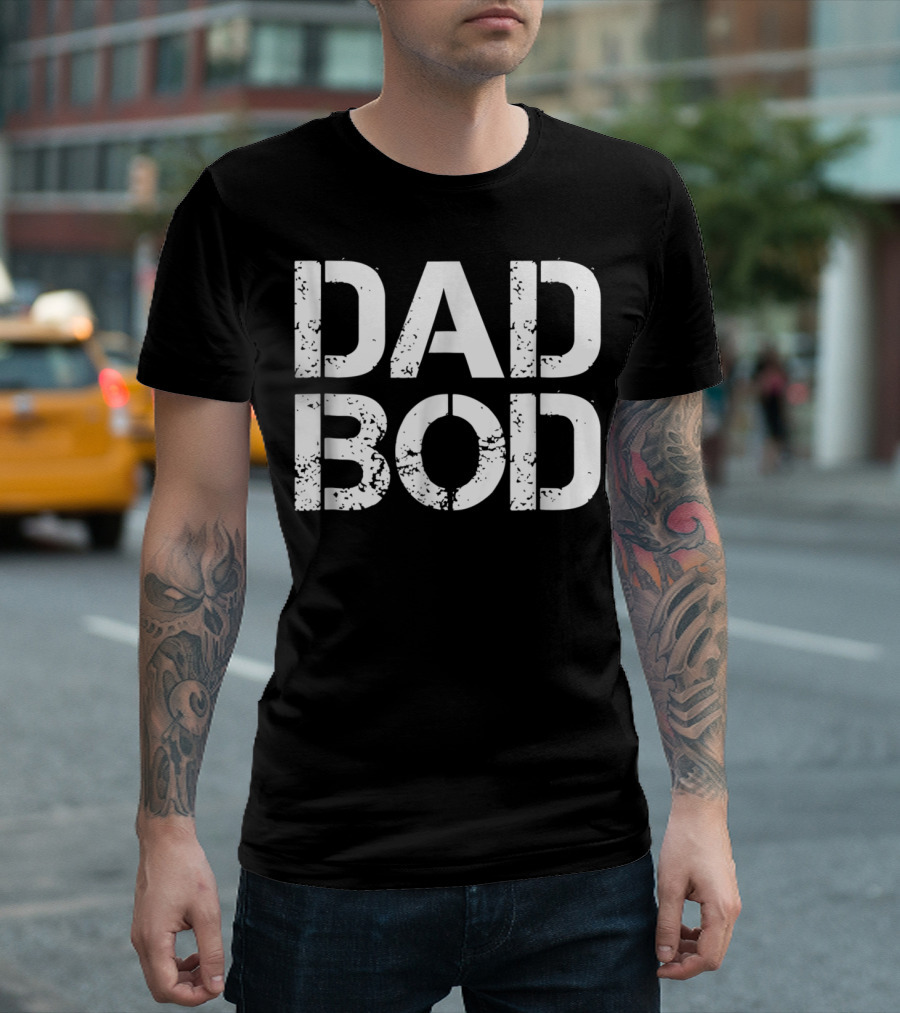 Dad Bod Rough Strong 90s Stencil Text Dark T-Shirt