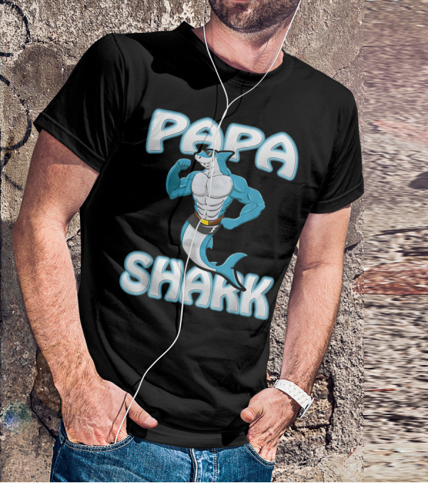 Papa Shark Muscular Gym Dad Father's Day T-Shirt