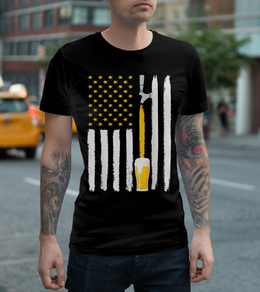 Craft Beer Tap American Flag USA 4th July T-Shirt