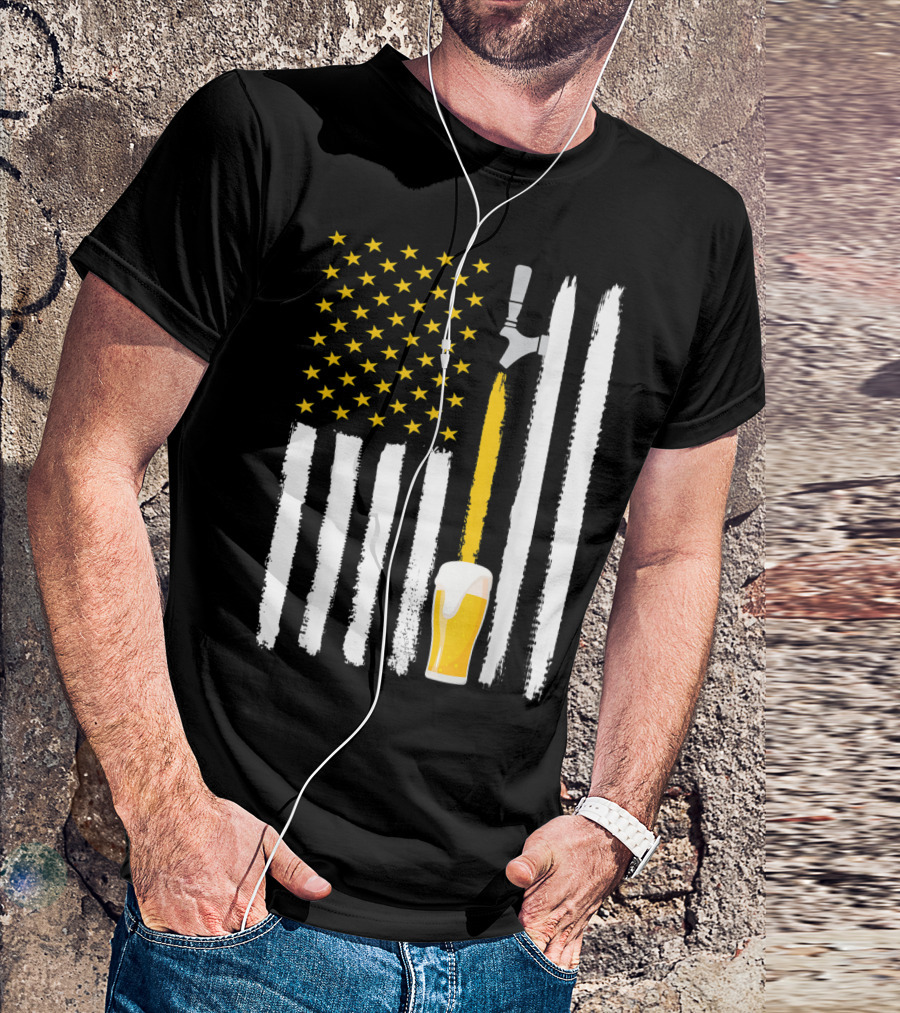 Craft Beer Tap American Flag USA 4th July T-Shirt