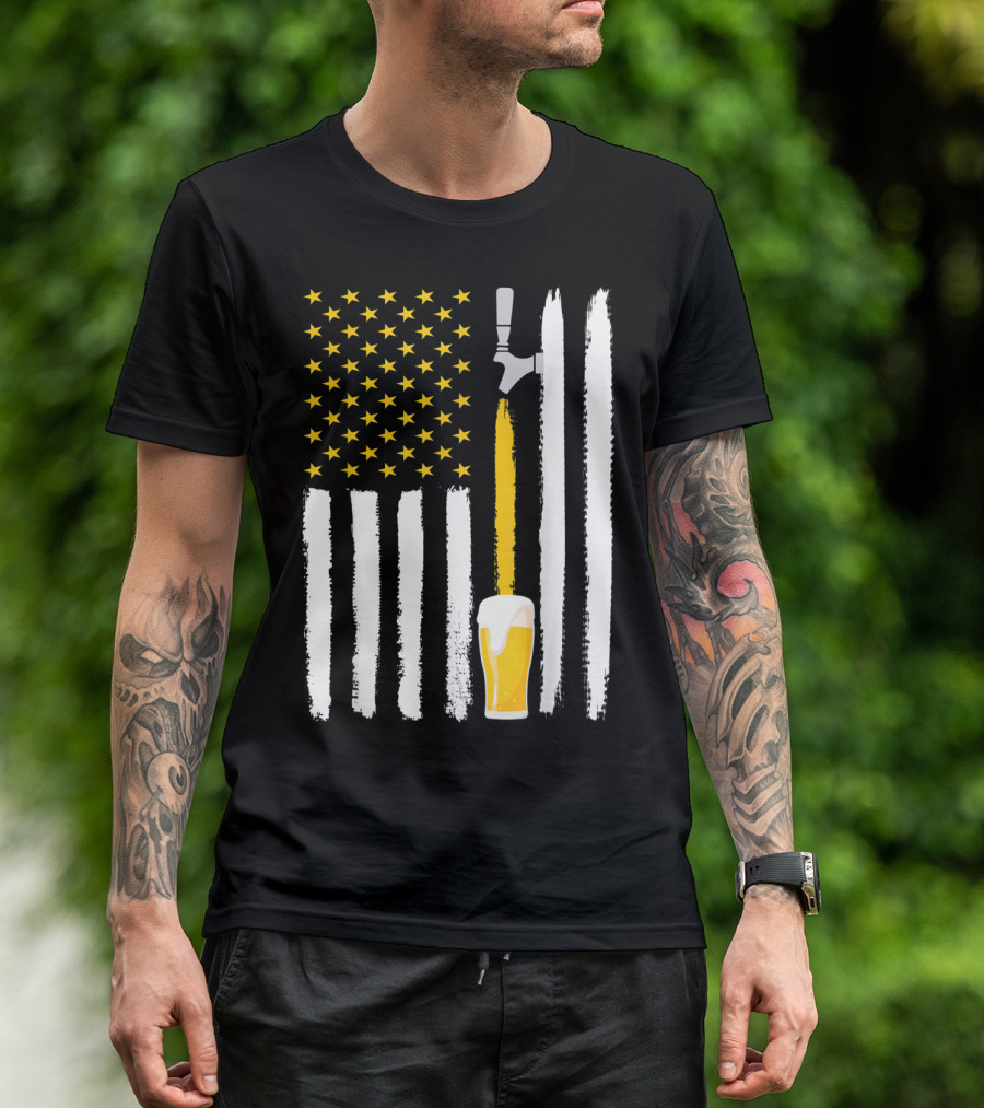 Craft Beer Tap American Flag USA 4th July T-Shirt