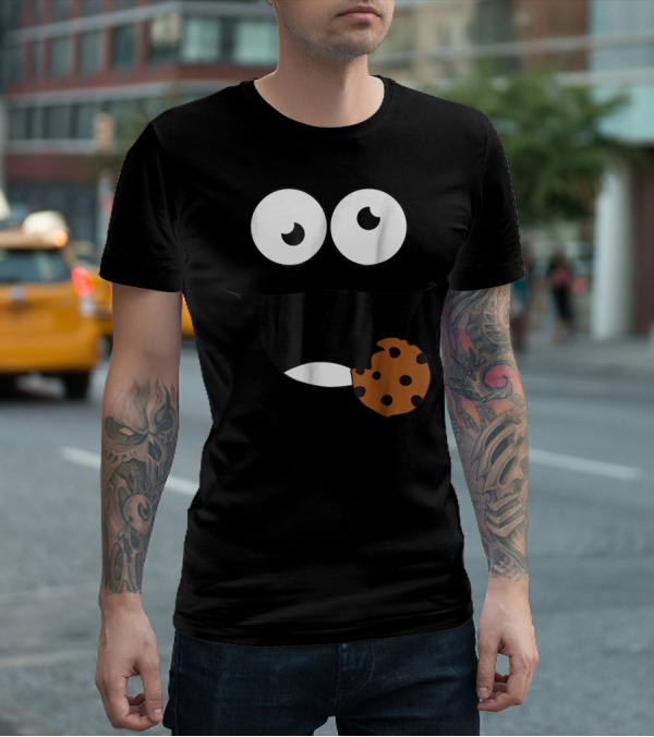Cute Monster Cookie Funny Face Eating Cookie T-Shirt