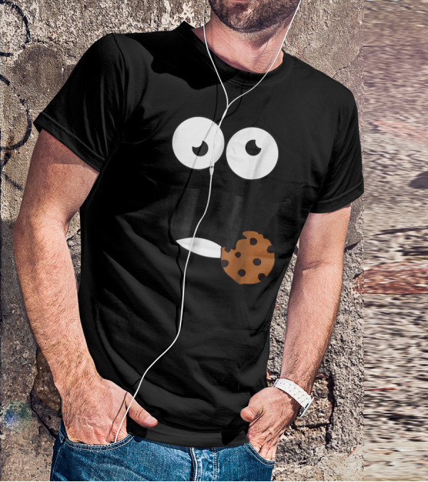 Cute Monster Cookie Funny Face Eating Cookie T-Shirt