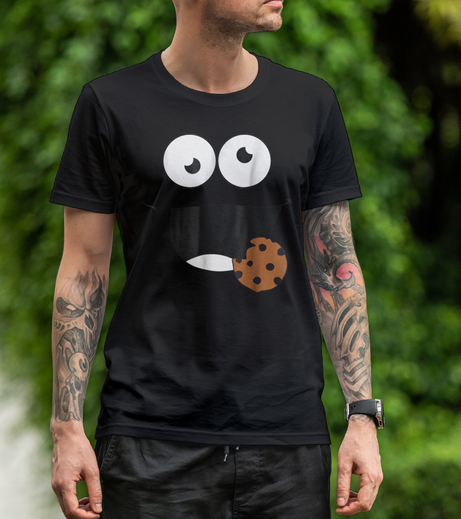Cute Monster Cookie Funny Face Eating Cookie T-Shirt
