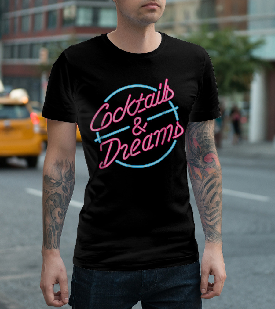 Cocktails and Dreams Neon Sign 80s T-Shirt