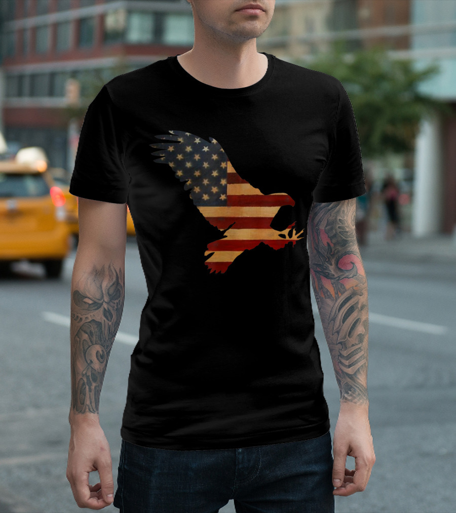 American Flag Eagle Silhouette Cool T-Shirt