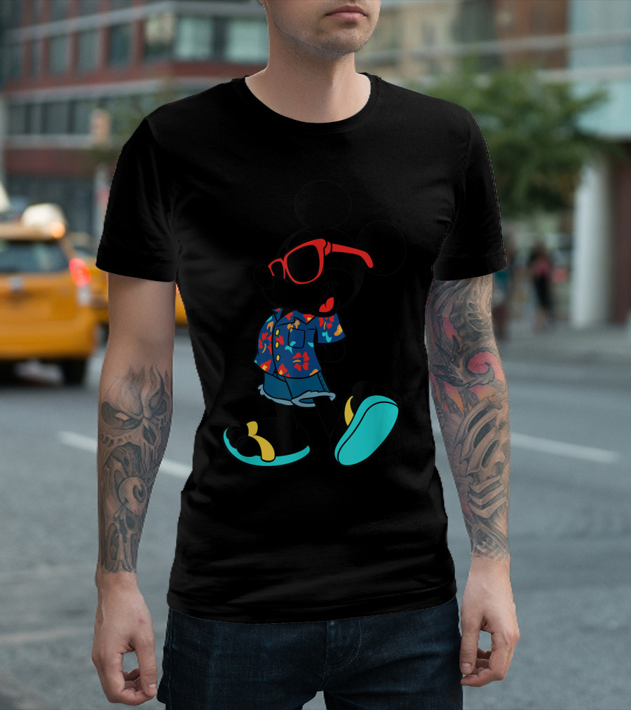Disney Mickey Mouse Hawaiian Shirt With Sunglasses Summer T-Shirt