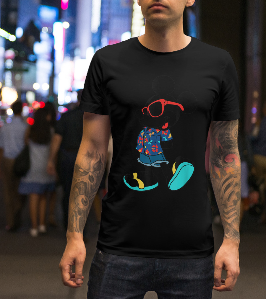 Disney Mickey Mouse Hawaiian Shirt With Sunglasses Summer T-Shirt