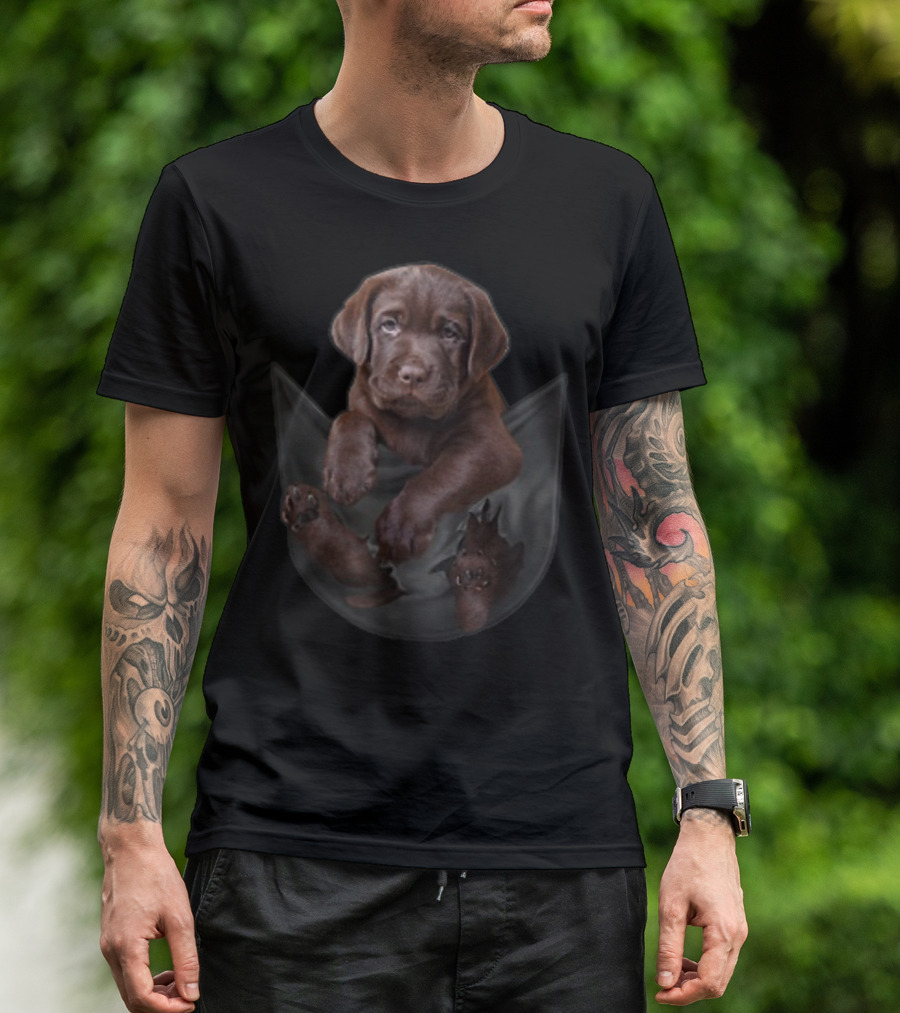 Chocolate Labrador Dog In Your Pocket T-Shirt
