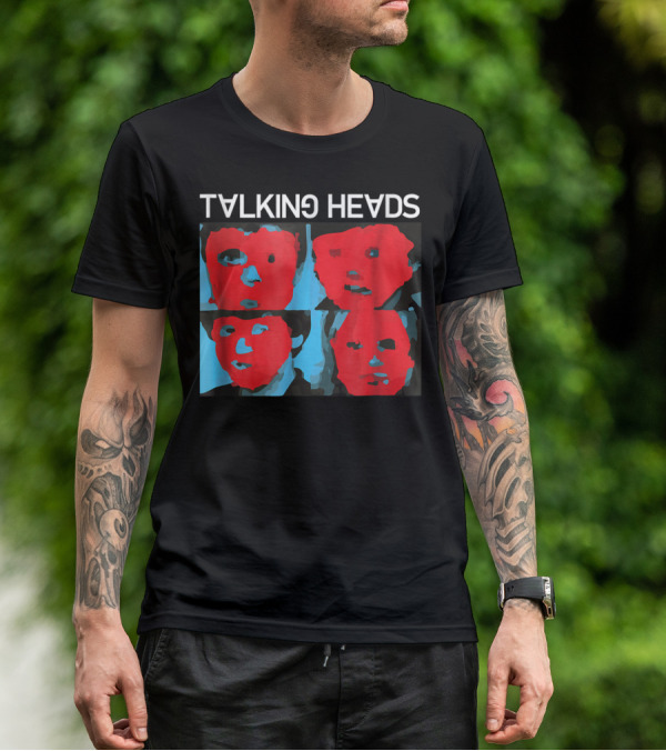 Talking Heads Psycho Killer Red Blue Mask Faces T-Shirt