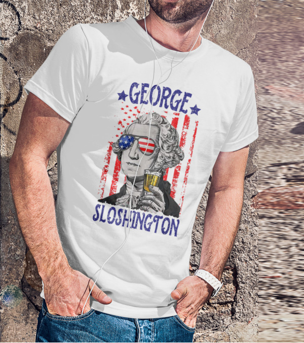 George Sloshington American Flag Beer Patriotic T-Shirt