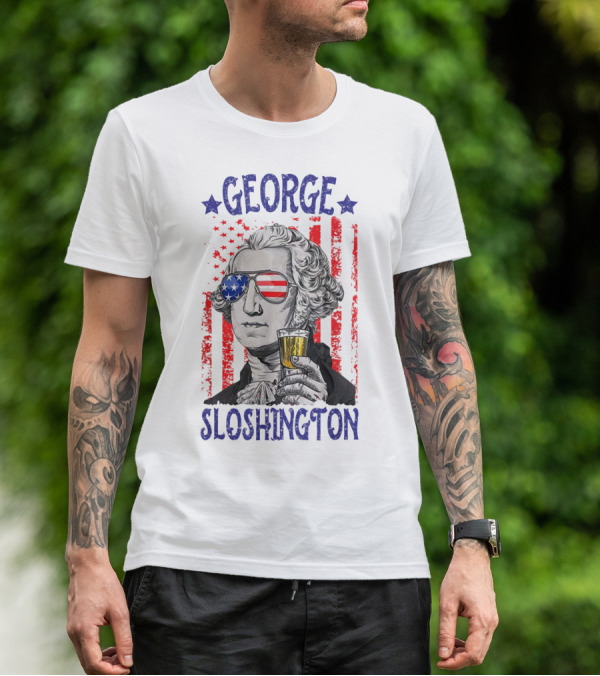 George Sloshington American Flag Beer Patriotic T-Shirt