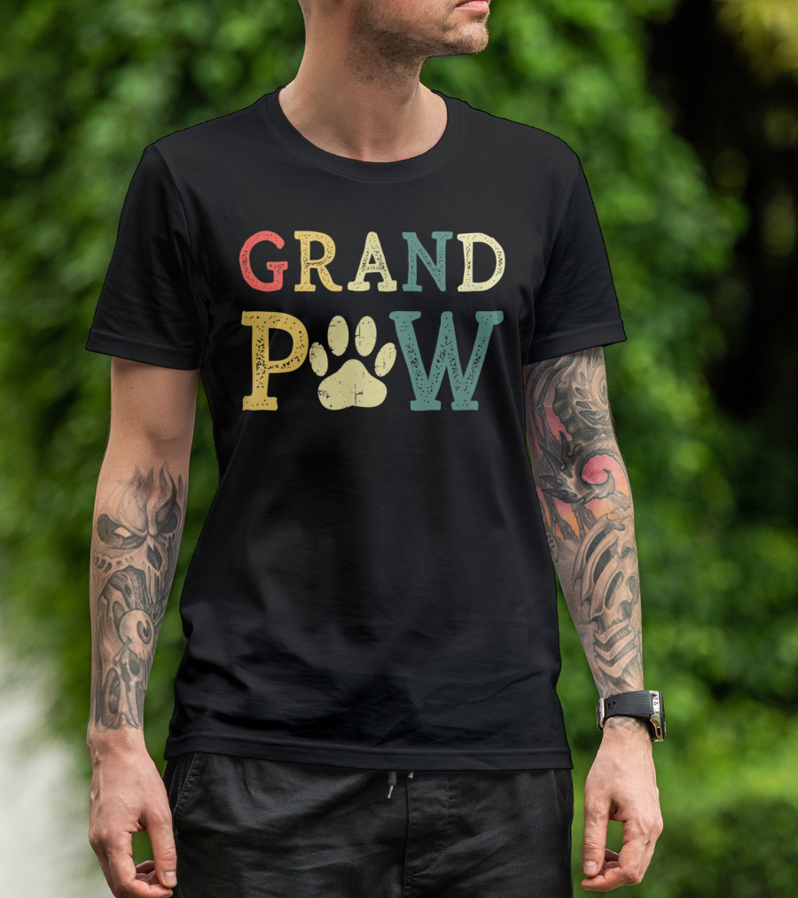 Grandpaw Dog Lover Paw Print Grandpa T-Shirt