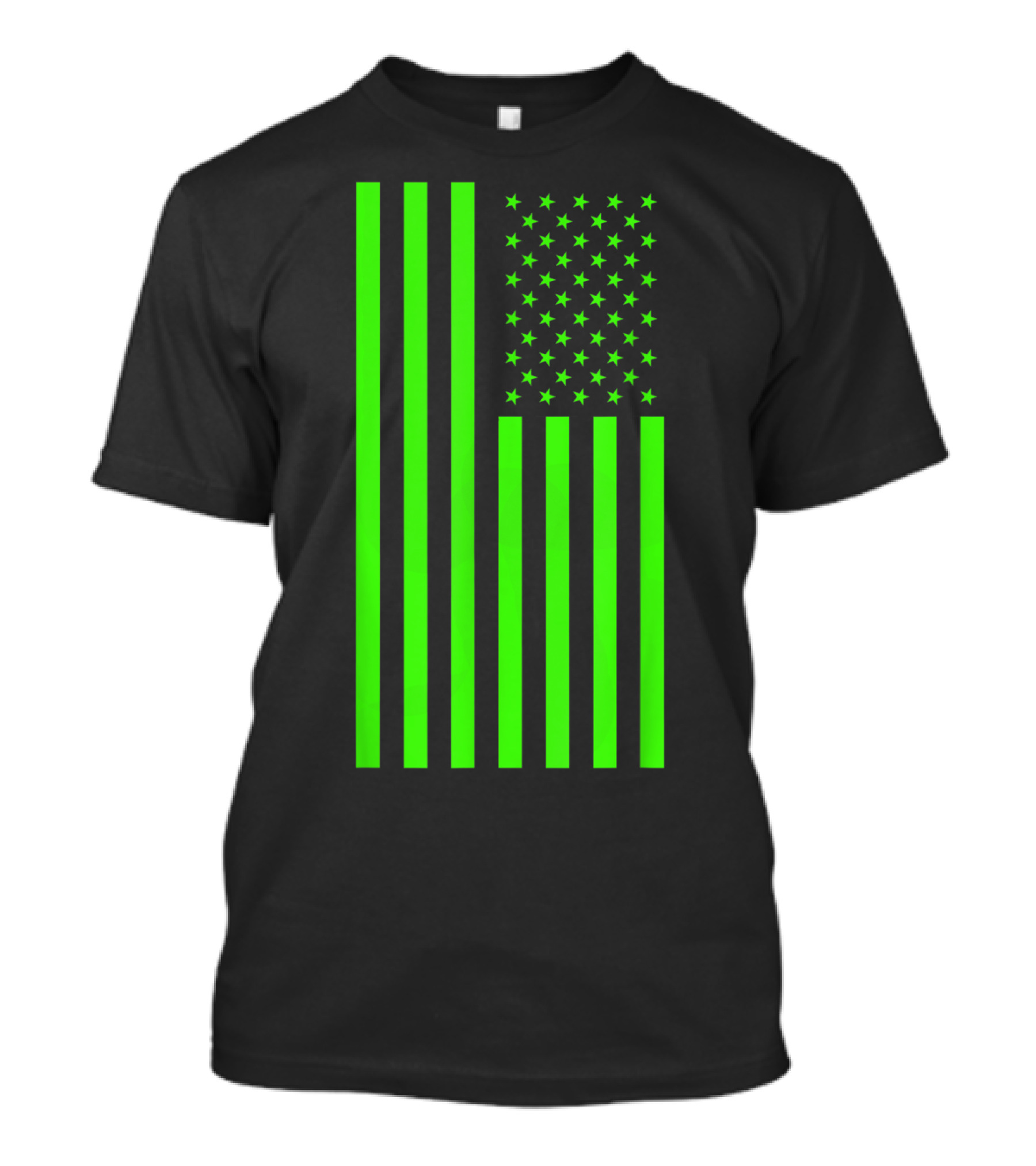 Green Banner USA Neon American Flag T-Shirt