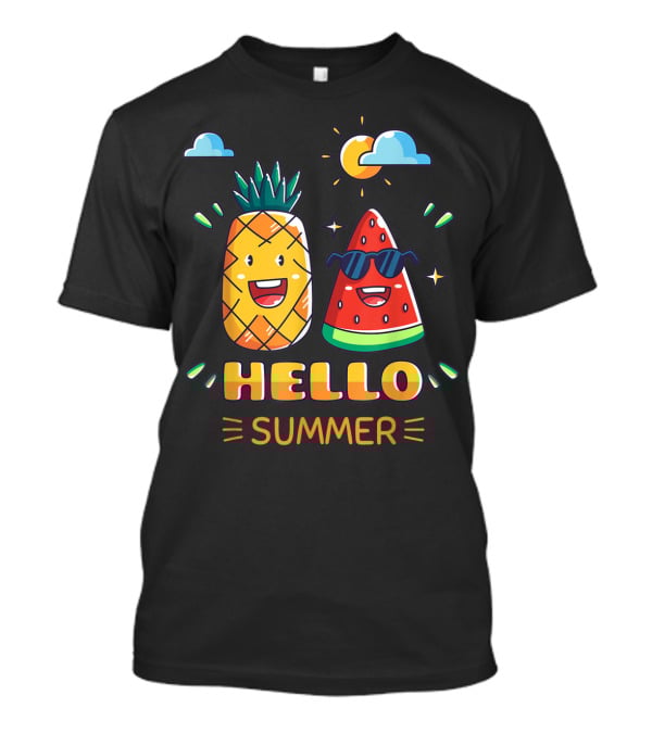 Hello Summer Pineapple Watermelon Fun Vibes T-Shirt