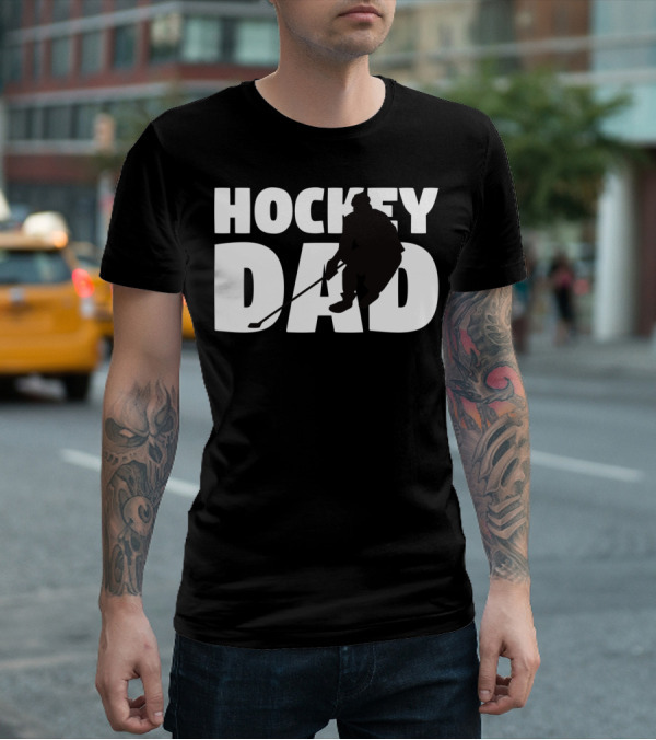 Hockey Dad Father Silhouette Hockey T-Shirt