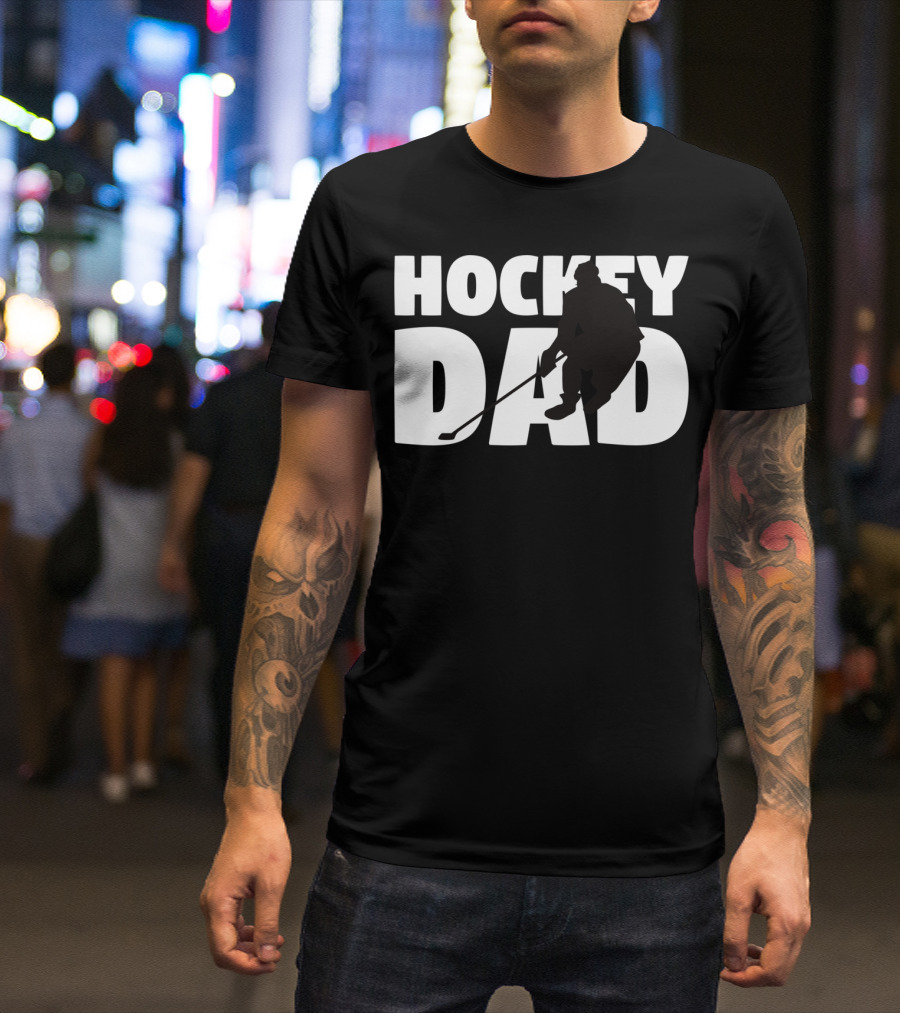 Hockey Dad Father Silhouette Hockey T-Shirt