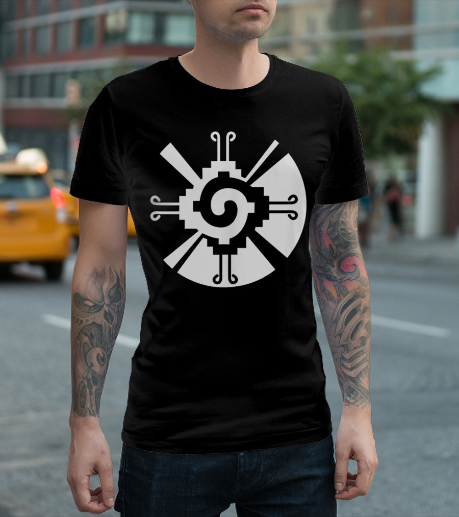 Hunab Ku Mayan Aztec Sacred Symbol Black and White Geometric T-Shirt