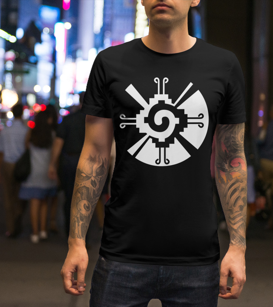 Hunab Ku Mayan Aztec Sacred Symbol Black And White Geometric T-Shirt
