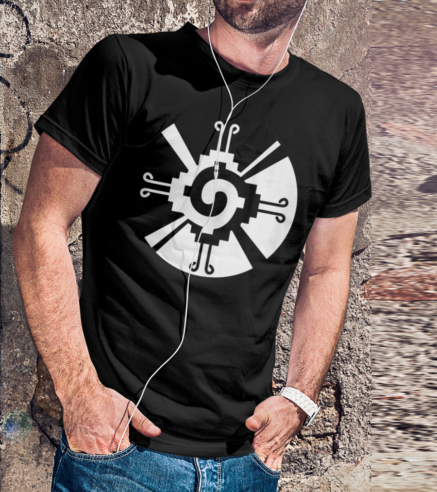 Hunab Ku Mayan Aztec Sacred Symbol Black And White Geometric T-Shirt
