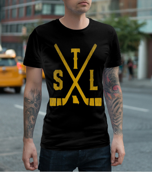 STL Ice Hockey Sticks Missouri State Outline T-Shirt