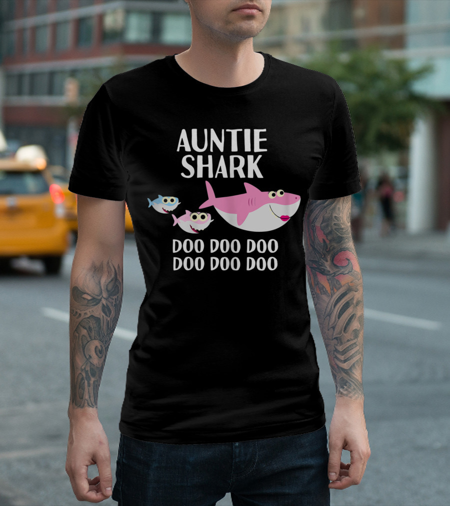 Auntie Shark Doo Doo Mother's Day Catchy Family Fun T-Shirt