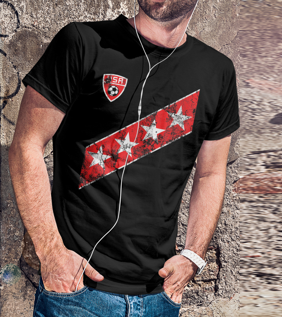 USA Soccer Stars Emblem With Red And White Stripes T-Shirt
