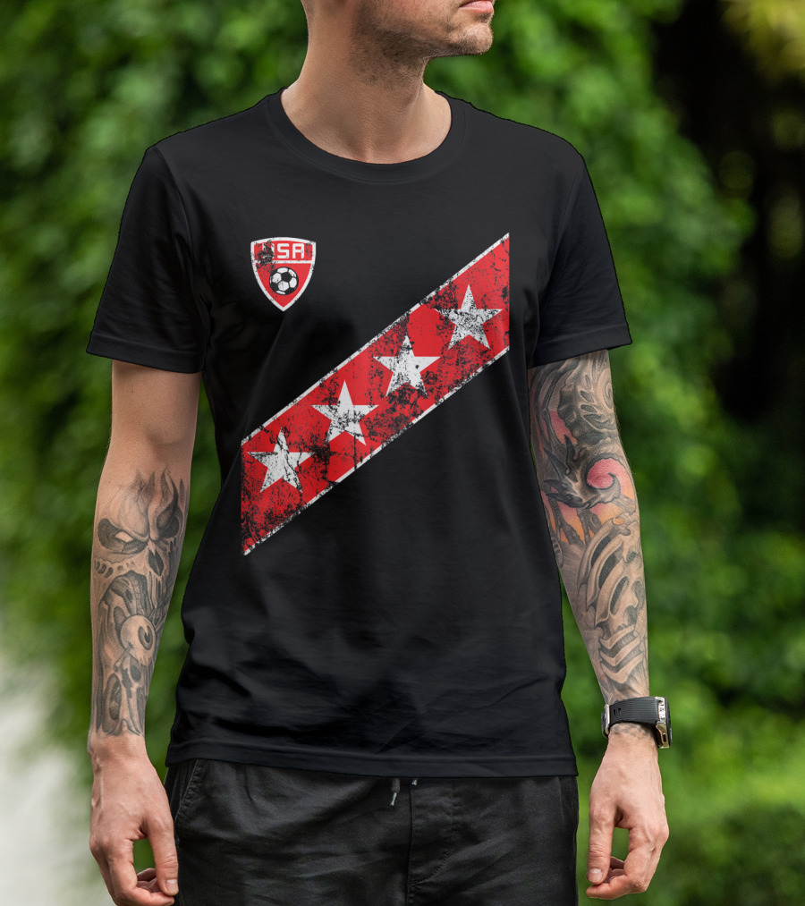 USA Soccer Stars Emblem With Red And White Stripes T-Shirt