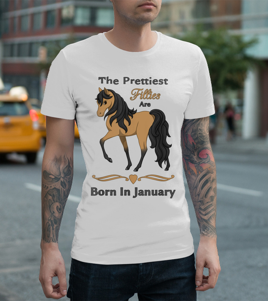 The Prettiest Fillies Are Born In January Buckskin Horse T-Shirt