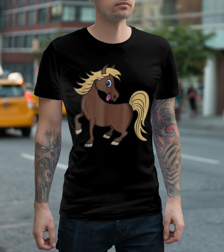 Cute Funny Brown Pony with Blonde Mane T-Shirt