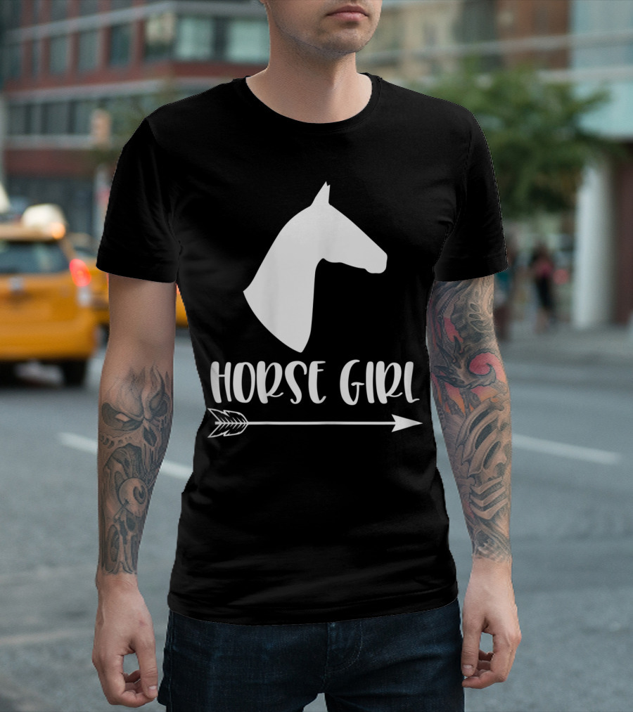 White Horse Girl Silhouette with Arrow I Love My Horses NY T-Shirt