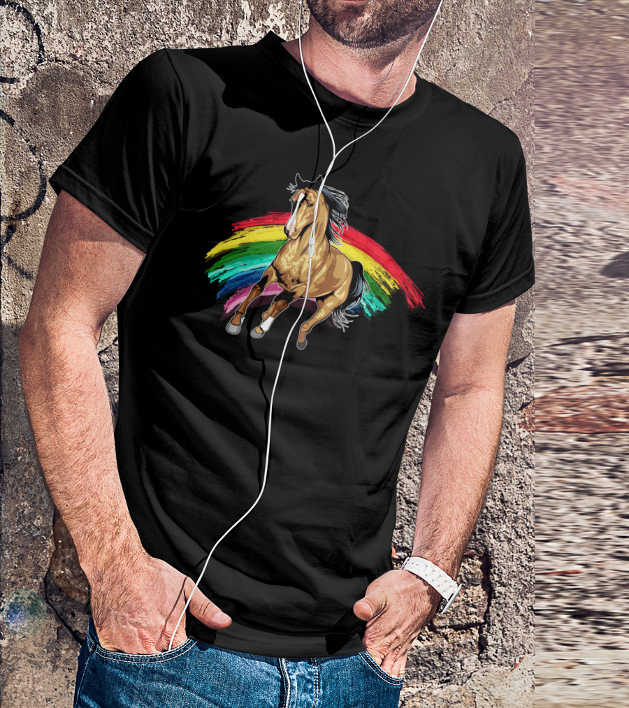 Cute Horse With Vibrant Rainbow For Horse Lovers T-Shirt