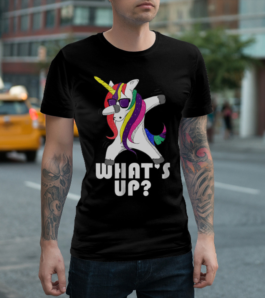 Dabbing Unicorn Rainbow Horse What's Up? T-Shirt