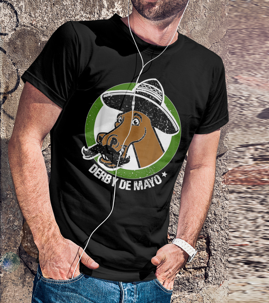 Derby De Mayo Cinco De Mayo Mustached Horse In Sombrero T-Shirt