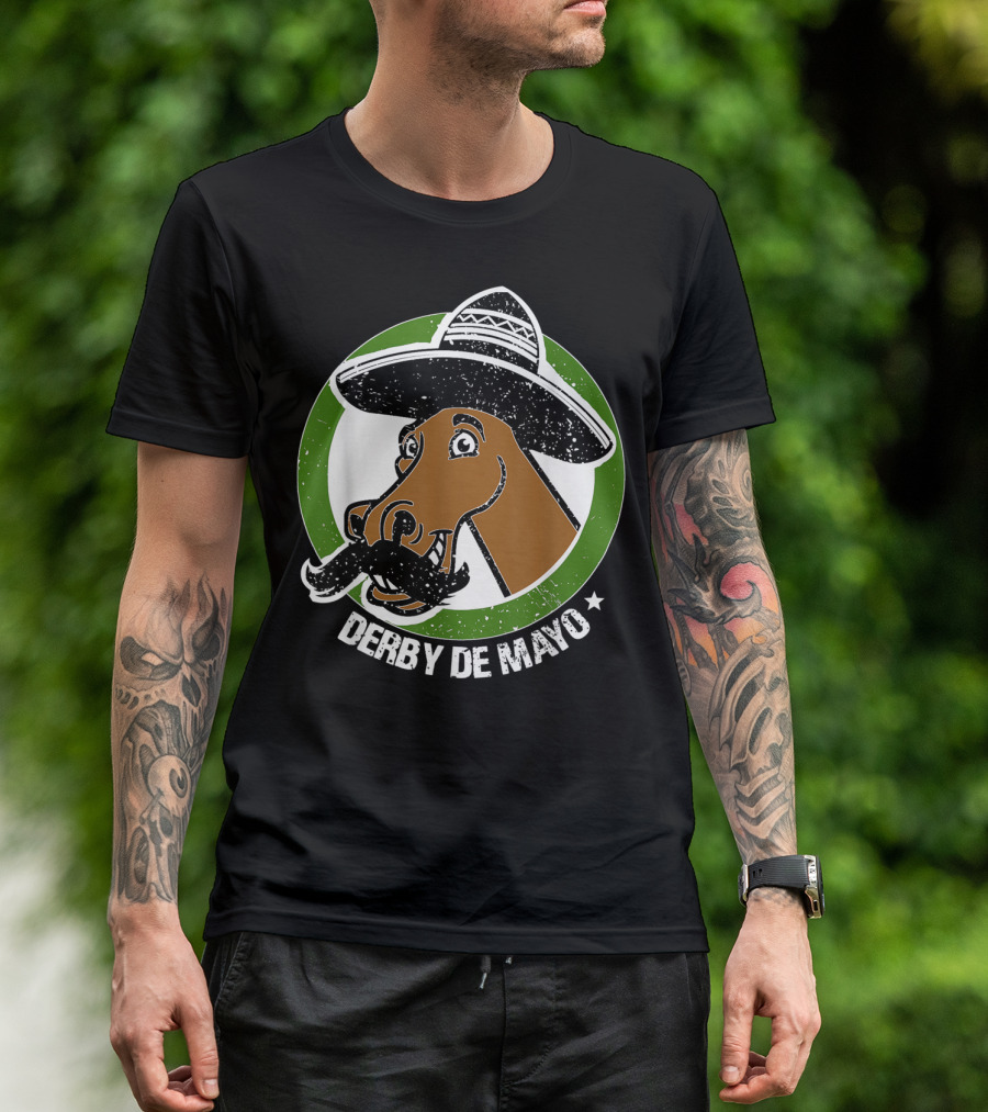Derby De Mayo Cinco De Mayo Mustached Horse In Sombrero T-Shirt