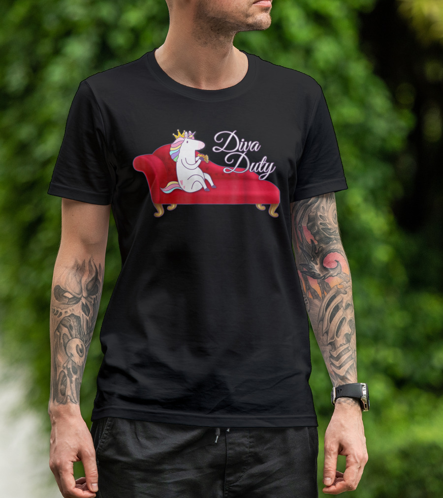 Diva Duty Unicorn Princess Horse Queen Funny Couch T-Shirt