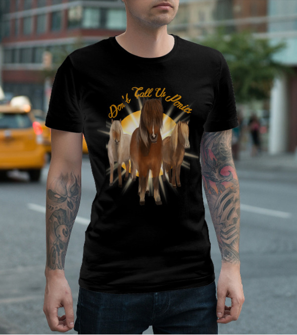 Don't Call Us Ponies Funny Cute Miniature Horse Trio Sunburst T-Shirt
