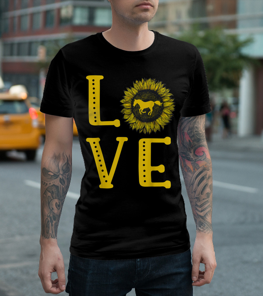 Love Sunflower Horse Lovers Cute Horse Girl T-Shirt
