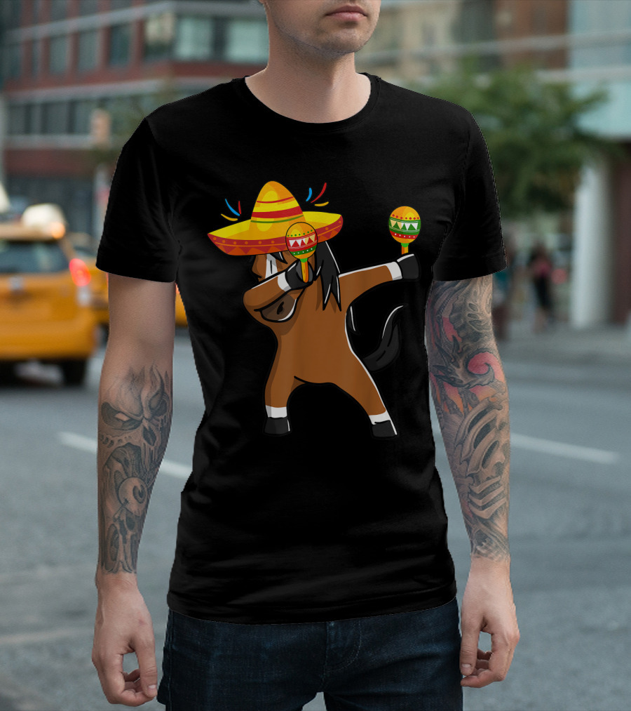 Dabbing Horse Sombrero Maracas Mexican Cinco T-Shirt