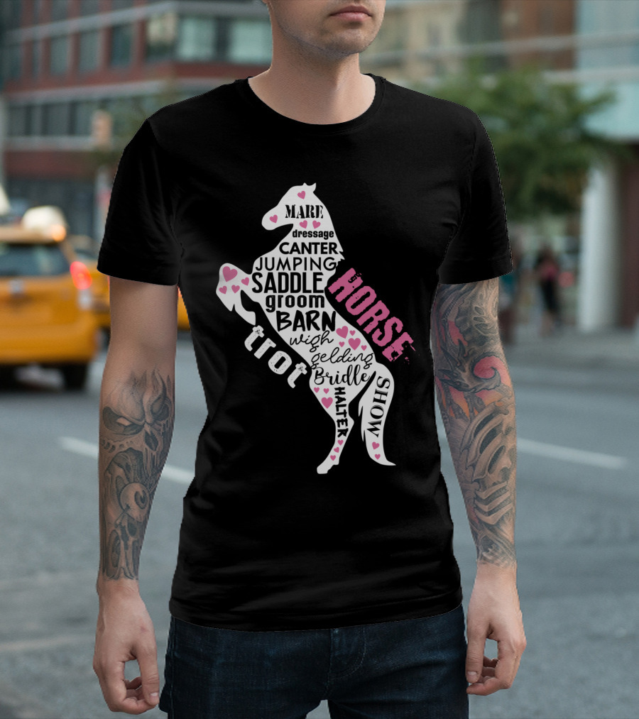 Dancing Horse Riding Girls Equestrian Mare Dressage Canter Jumping Saddle Barn Horse Show T-Shirt
