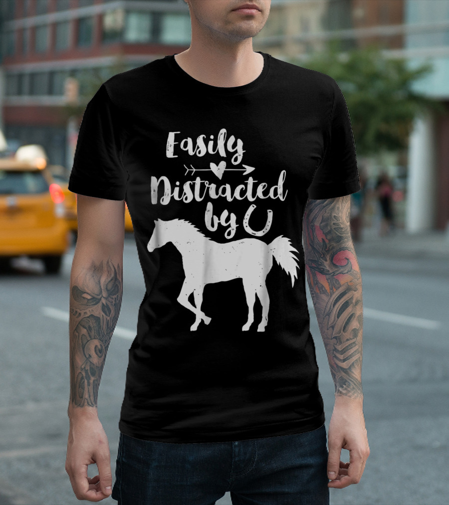 Easily Distracted By Horses Horse Rider T-Shirt