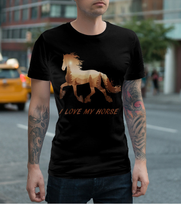 I Love My Horse Riding Sunset T-Shirt
