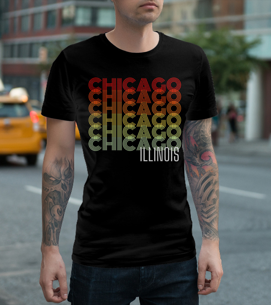 Chicago Illinois Gradient Text Classic ZB T-Shirt