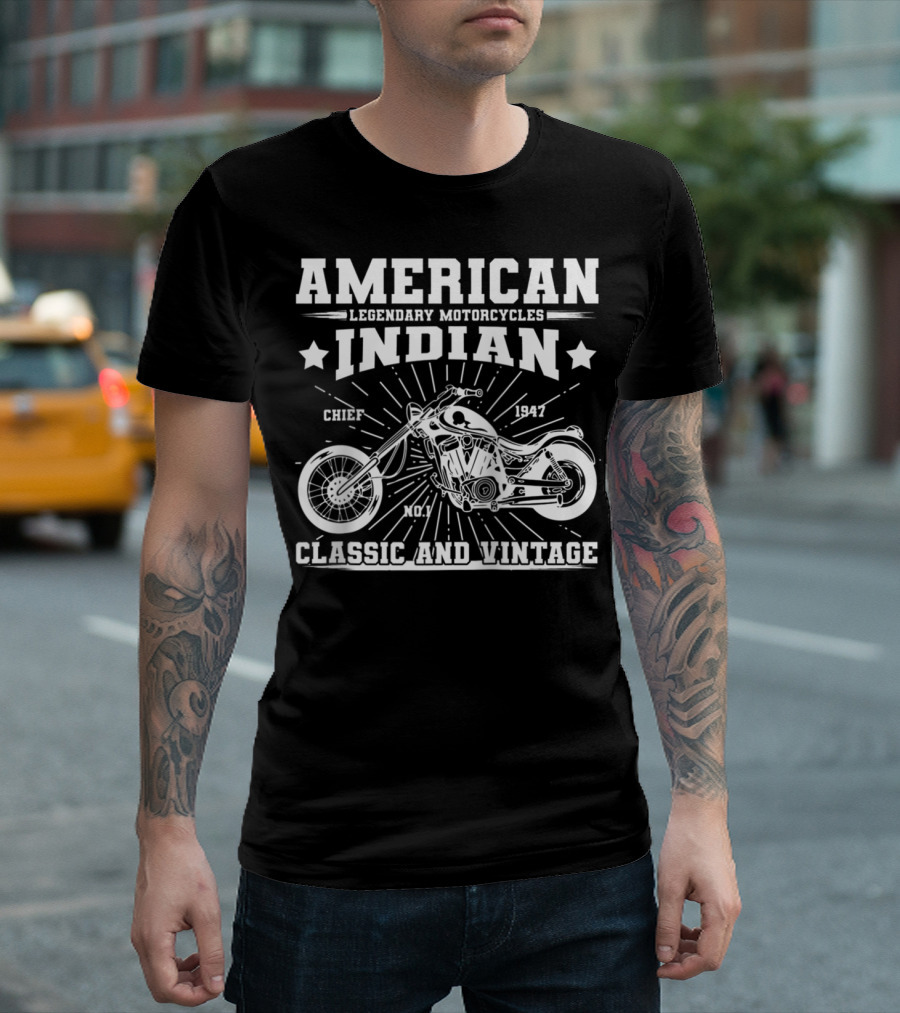 American Indian Legendary Motorcycles Chief 1947 No.1 Classic And Vintage T-Shirt