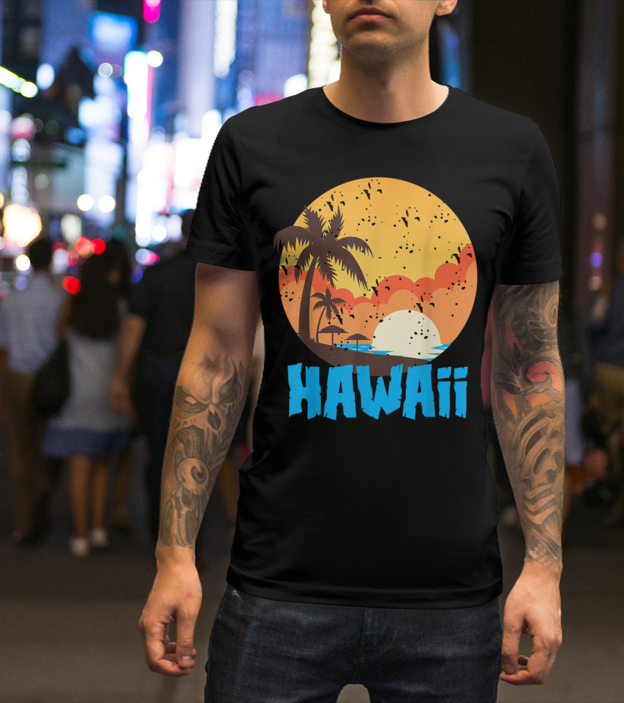 Hawaii Sunset Palm Beach T-Shirt