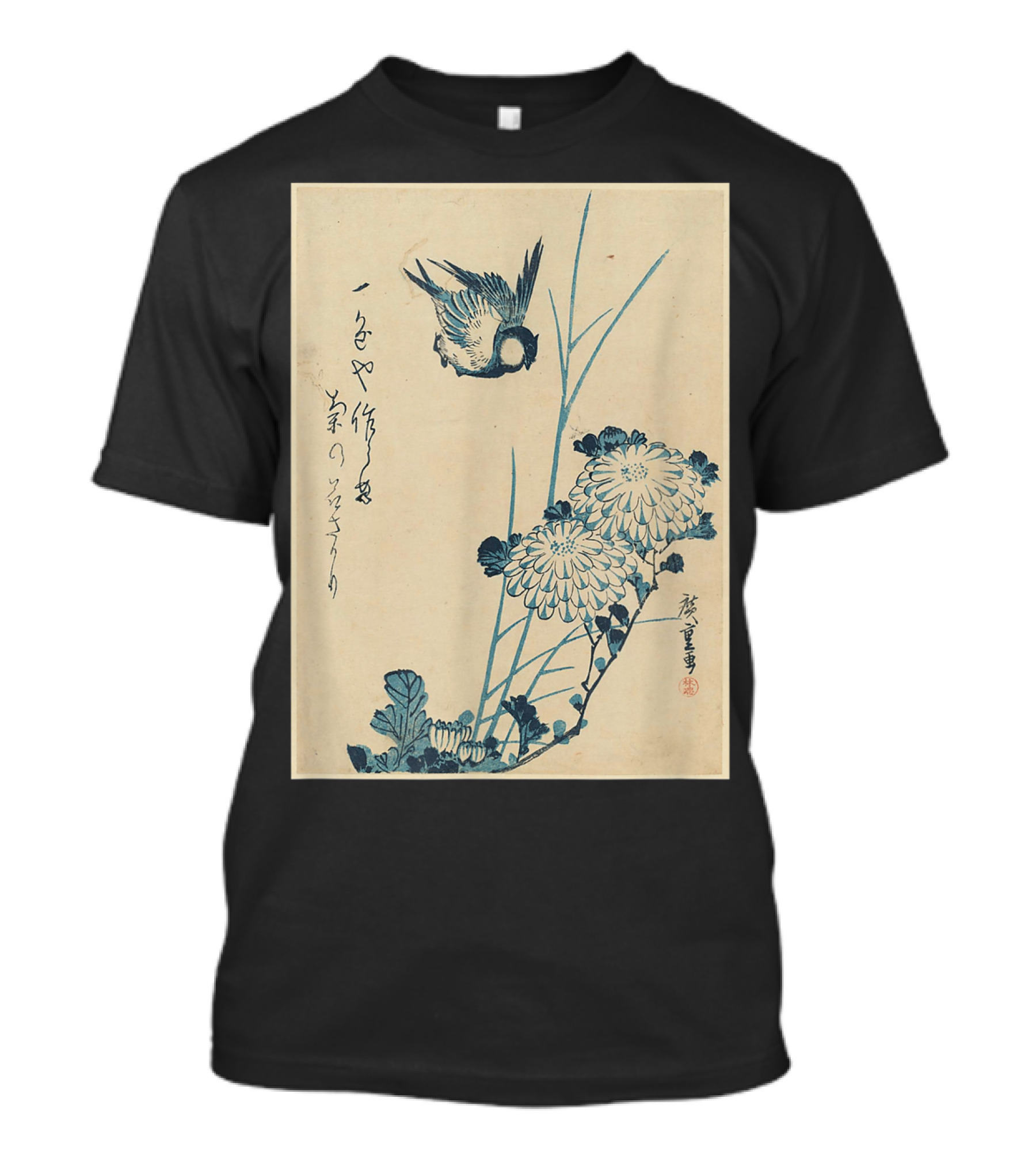 Classic Japanese Art Ukiyo-e Bird And Flowers Streetwear Aesthetic T-Shirt