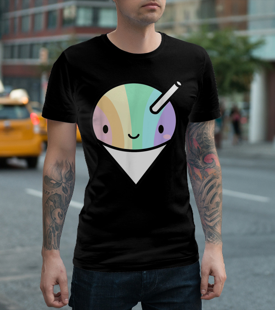 Kawaii Rainbow Shaved Ice Hawaiian Shave Ice Cute Smile Cone T-Shirt